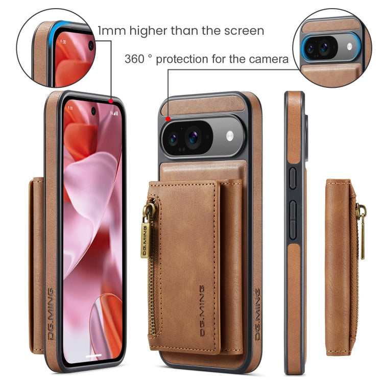 For Google Pixel 9 / 9 Pro DG.MING M5 Series Zip RFID Multi Card Detachable Leather Phone Case(Brown) - free shipping - PMC Jewellery - Order now!