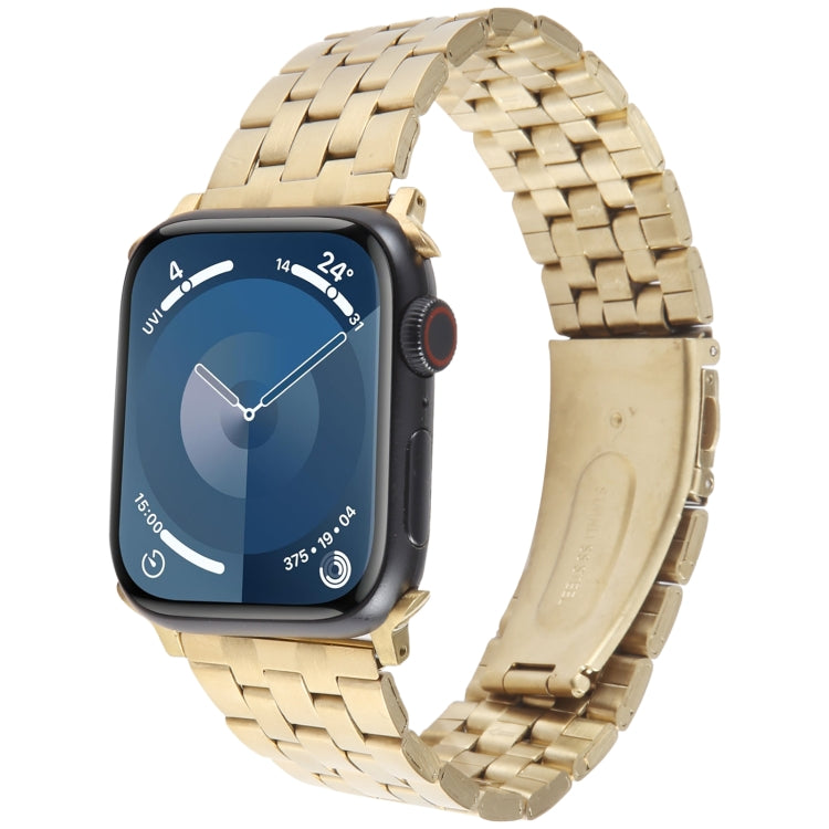 For Apple Watch Ultra 49mm 22mm Ultra-thin Five Beads Stainless Steel Watch Band(Gold) - free shipping - PMC TechLife - Order now!