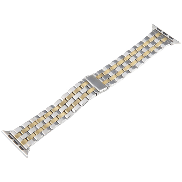 For Apple Watch Series 6 44mm 22mm Ultra-thin Five Beads Stainless Steel Watch Band(Silver Gold) - free shipping - PMC TechLife - Order now!