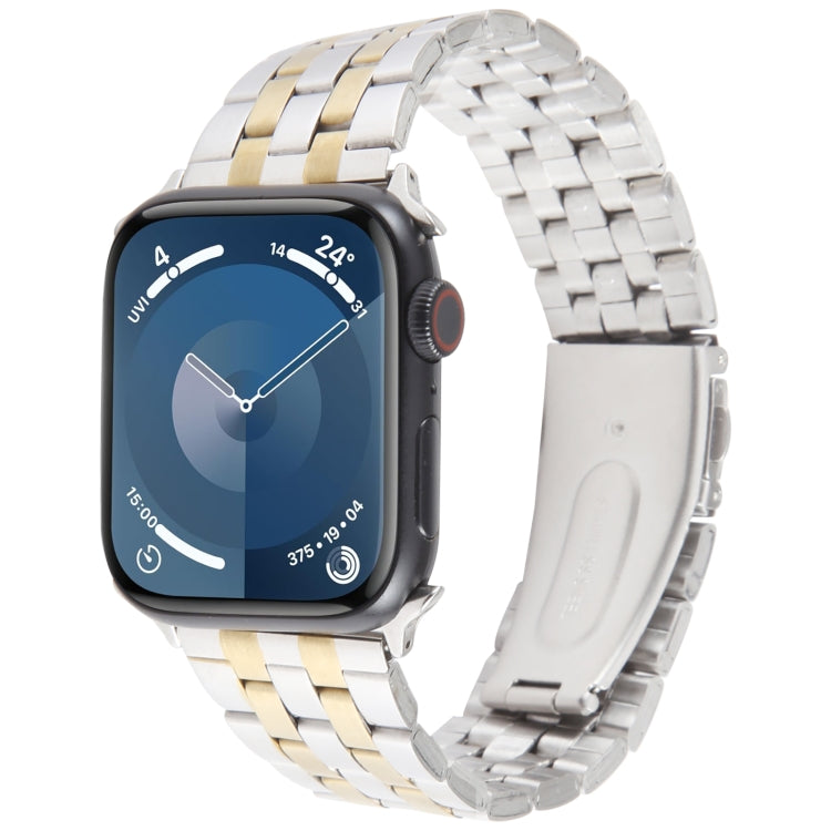 For Apple Watch Series 3 38mm 22mm Ultra-thin Five Beads Stainless Steel Watch Band(Silver Gold) - free shipping - PMC TechLife - Order now!