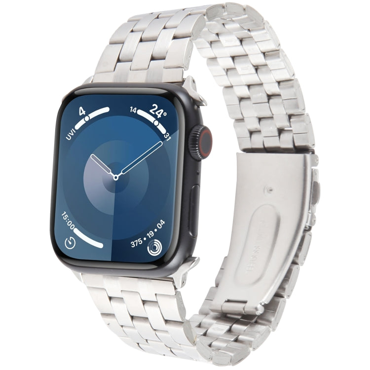 For Apple Watch 38mm 22mm Ultra-thin Five Beads Stainless Steel Watch Band(Silver) - Watch Bands by PMc TechLife | Online Shopping South Africa | PMc TechLife | Buy Now Pay Later Mobicred