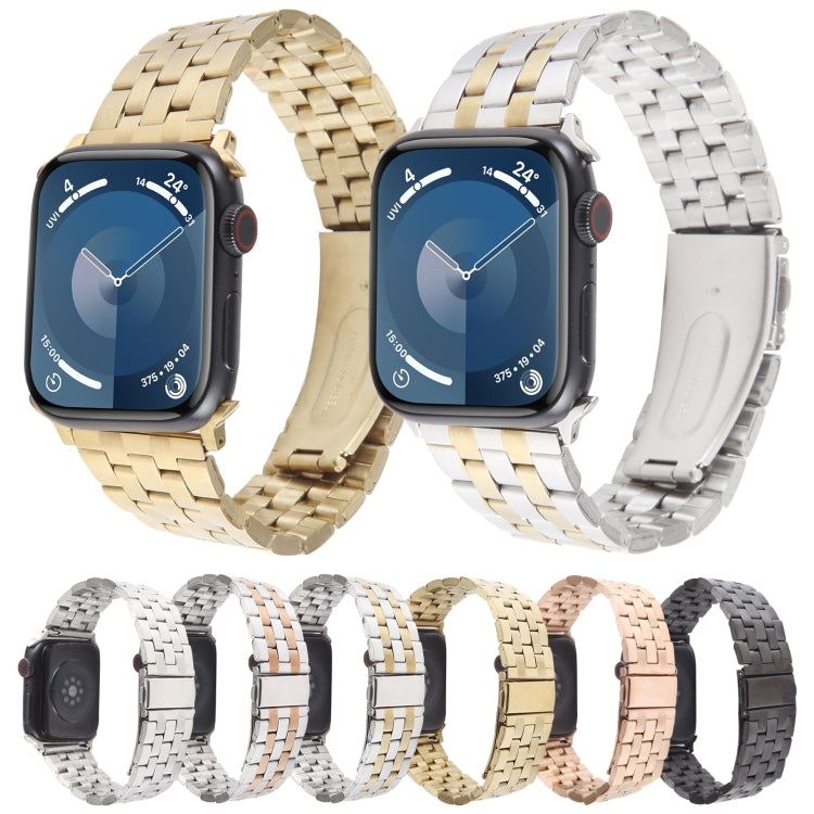 For Apple Watch Ultra 49mm 22mm Ultra-thin Five Beads Stainless Steel Watch Band(Gold) - free shipping - PMC TechLife - Order now!