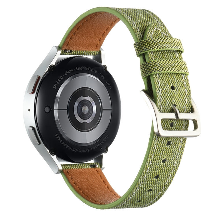 20mm Universal Denim Leather Buckle Watch Band(Grass Green) - 20mm Bands by PMc TechLife | Online Shopping South Africa | PMc TechLife | Buy Now Pay Later Mobicred