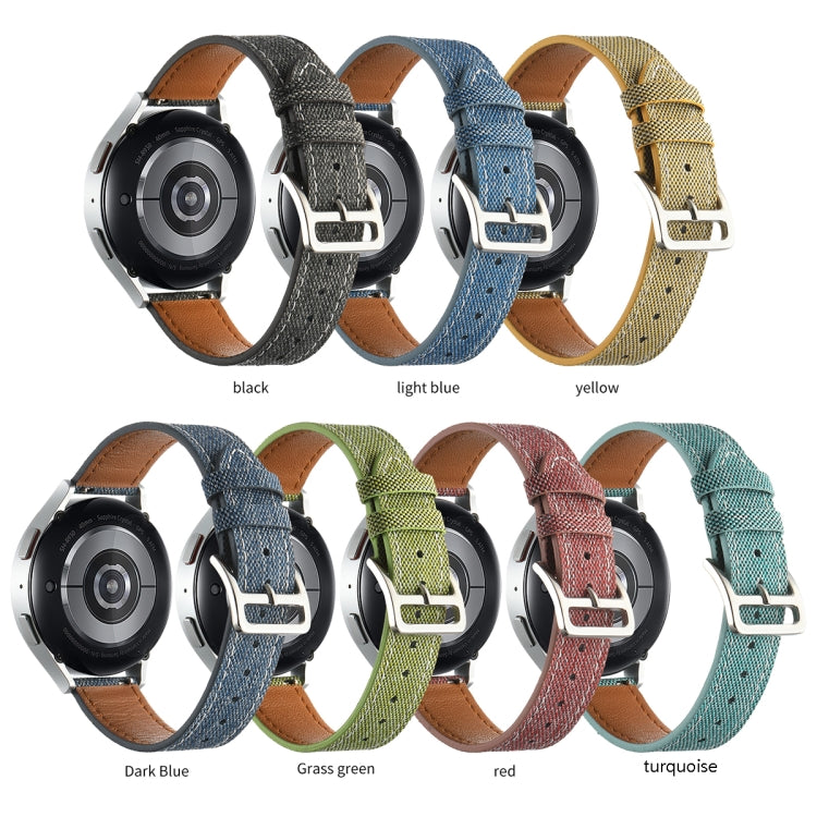 20mm Universal Denim Leather Buckle Watch Band(Yellow) - free shipping - PMc TechLife - Order now!