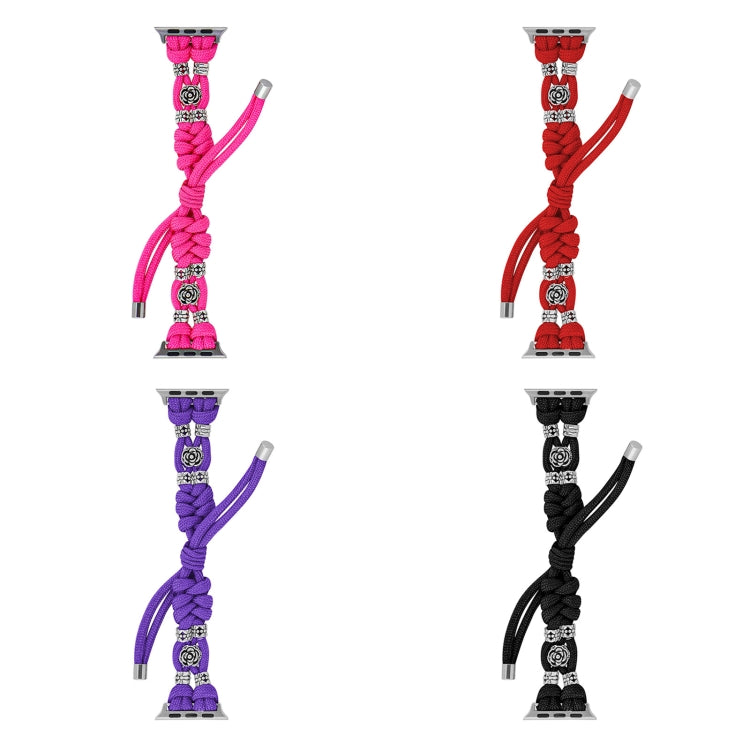 For Apple Watch Ultra 2 49mm Chrysanthemum Beads Paracord Braided Watch Band(Black) - free shipping - PMC Jewellery - Order now!