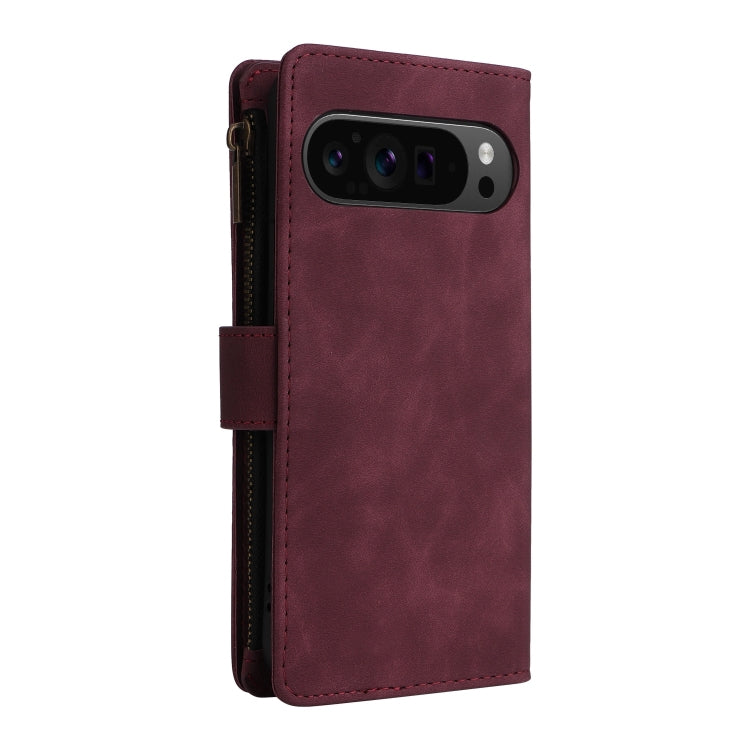 For Google Pixel 9 Pro Multifunctional Multi-Card Wallet Phone Leather Case(Wine Red) - Google Cases by PMC TechLife | Online Shopping South Africa | PMC TechLife | Buy Now Pay Later Mobicred