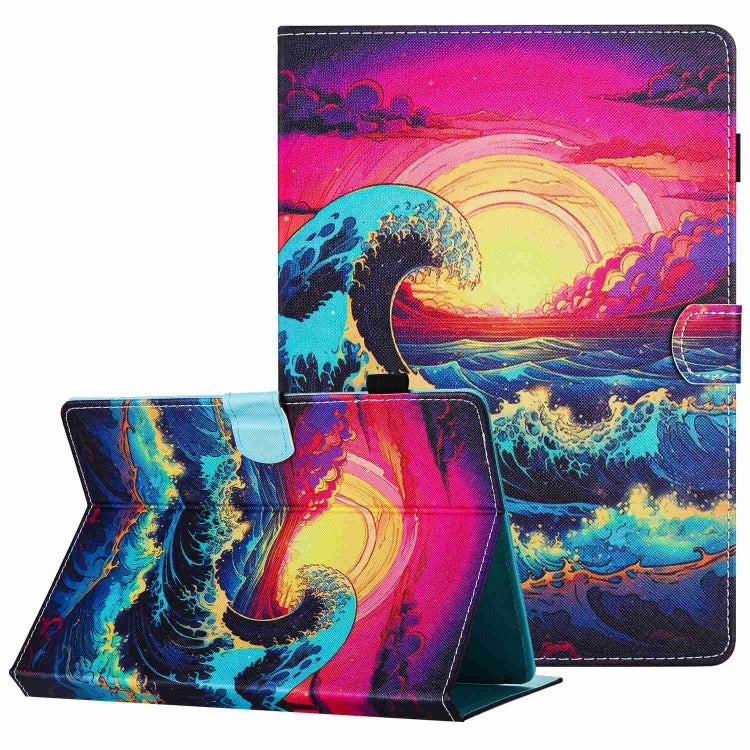 For 10 inch Painted Pattern Stitching Leather Tablet Case(Waves) - 10 - 11 inch by PMC TechLife | Online Shopping South Africa | PMC TechLife | Buy Now Pay Later Mobicred