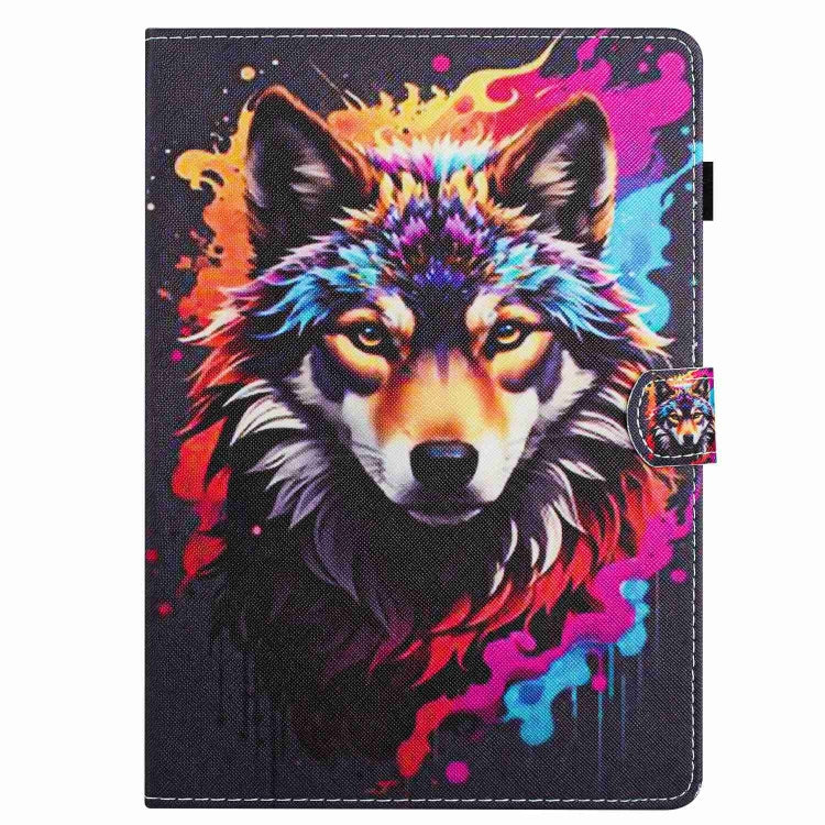 For 10 inch Painted Pattern Stitching Leather Tablet Case(Colorful Wolf) - 10 - 11 inch by PMC TechLife | Online Shopping South Africa | PMC TechLife | Buy Now Pay Later Mobicred