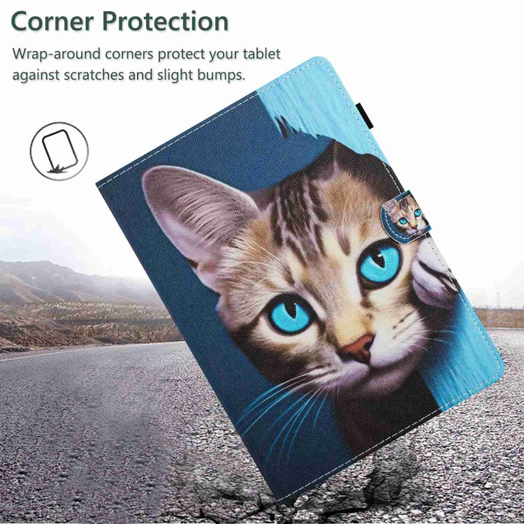 For iPad 11 Pro 2024 / 2020 / Air 4 10.9 Painted Pattern Stitching Smart Leather Tablet Case(Blue Cat) - iPad Air (2022) / (2020) 10.9 Cases by PMC TechLife | Online Shopping South Africa | PMC TechLife | Buy Now Pay Later Mobicred