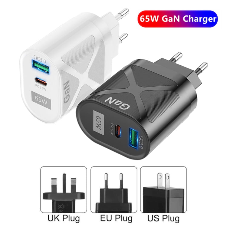 65W Gallium Nitride GaN389 USB + Type-C Fast Charging Charger, Plug Type:EU Plug(Black) - USB Charger by PMC TechLife | Online Shopping South Africa | PMC TechLife | Buy Now Pay Later Mobicred
