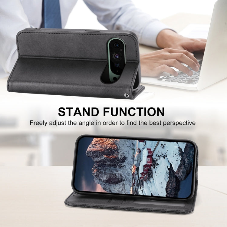 For Google Pixel 9 Cubic Grid Calf Texture Magnetic Leather Phone Case(Black) - Google Cases by PMC TechLife | Online Shopping South Africa | PMC TechLife | Buy Now Pay Later Mobicred