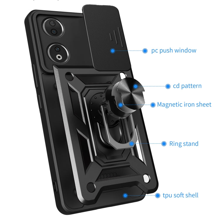 For Honor 90 5G Sliding Camera Cover Design TPU+PC Phone Case(Blue) - Honor Cases by PMC TechLife | Online Shopping South Africa | PMC TechLife