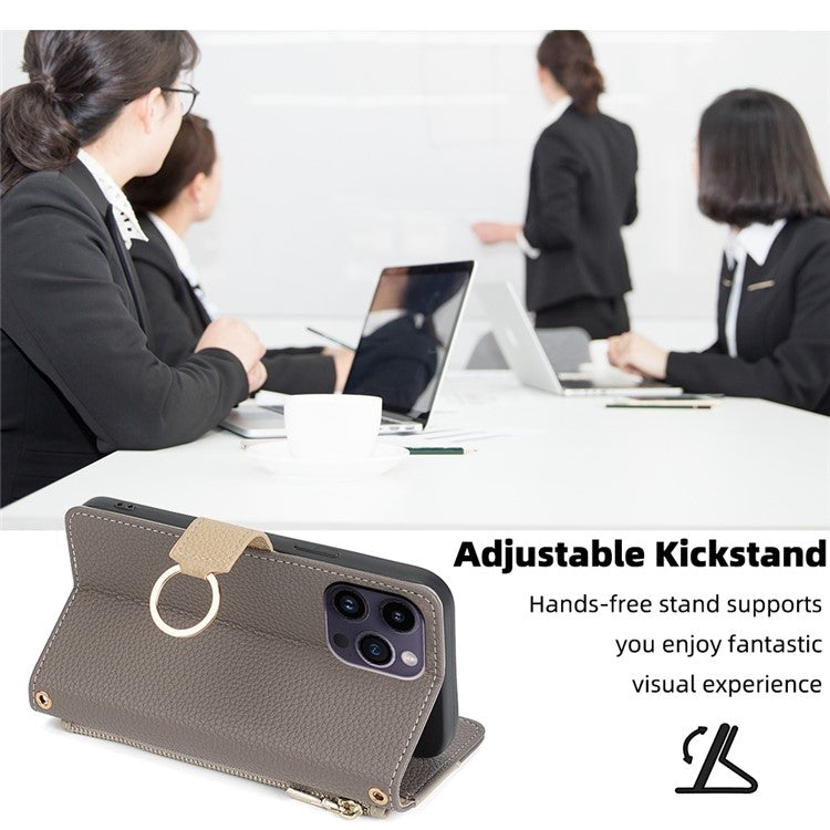 For Huawei Mate 50 Crossbody Litchi Texture Leather Phone Case(Grey) - Huawei Cases by PMC TechLife | Online Shopping South Africa | PMC TechLife | Buy Now Pay Later Mobicred