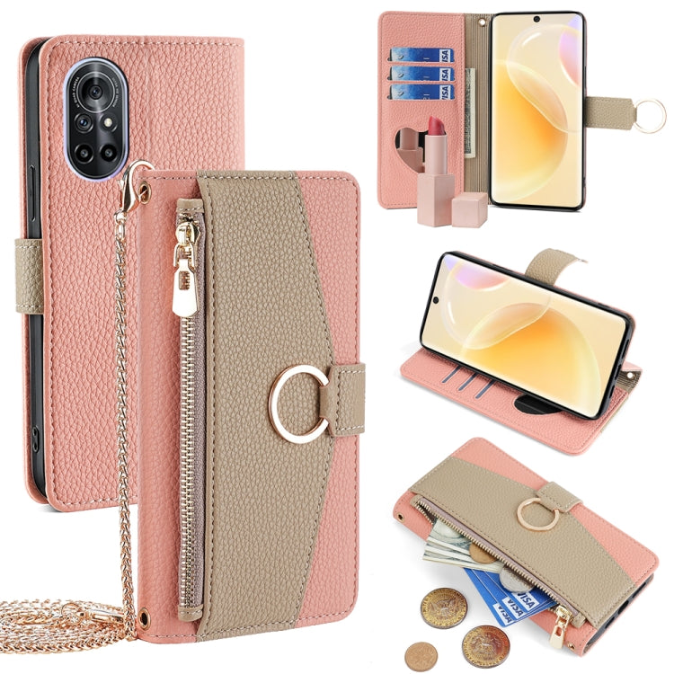 For Huawei nova 8 Crossbody Litchi Texture Leather Phone Case(Pink) - Huawei Cases by PMC TechLife | Online Shopping South Africa | PMC TechLife | Buy Now Pay Later Mobicred