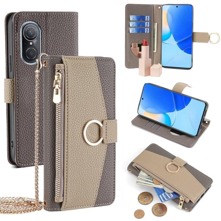For Huawei nova 9 SE 4G Crossbody Litchi Texture Leather Phone Case(Grey) - free shipping - PMC TechLife - Order now!