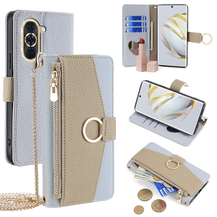 For Huawei nova 10 Crossbody Litchi Texture Leather Phone Case(Blue) - Huawei Cases by PMC TechLife | Online Shopping South Africa | PMC TechLife | Buy Now Pay Later Mobicred