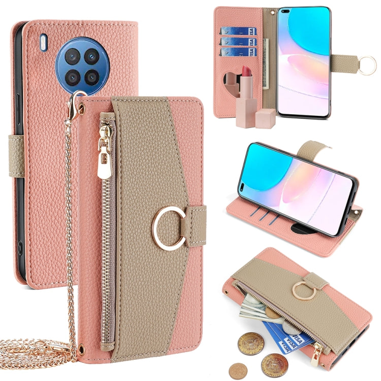 For Huawei nova 8i Crossbody Litchi Texture Leather Phone Case(Pink) - Huawei Cases by PMC TechLife | Online Shopping South Africa | PMC TechLife | Buy Now Pay Later Mobicred