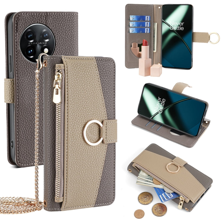 For OnePlus Ace 2 / 11R Crossbody Litchi Texture Leather Phone Case(Grey) - OnePlus Cases by PMC TechLife | Online Shopping South Africa | PMC TechLife | Buy Now Pay Later Mobicred