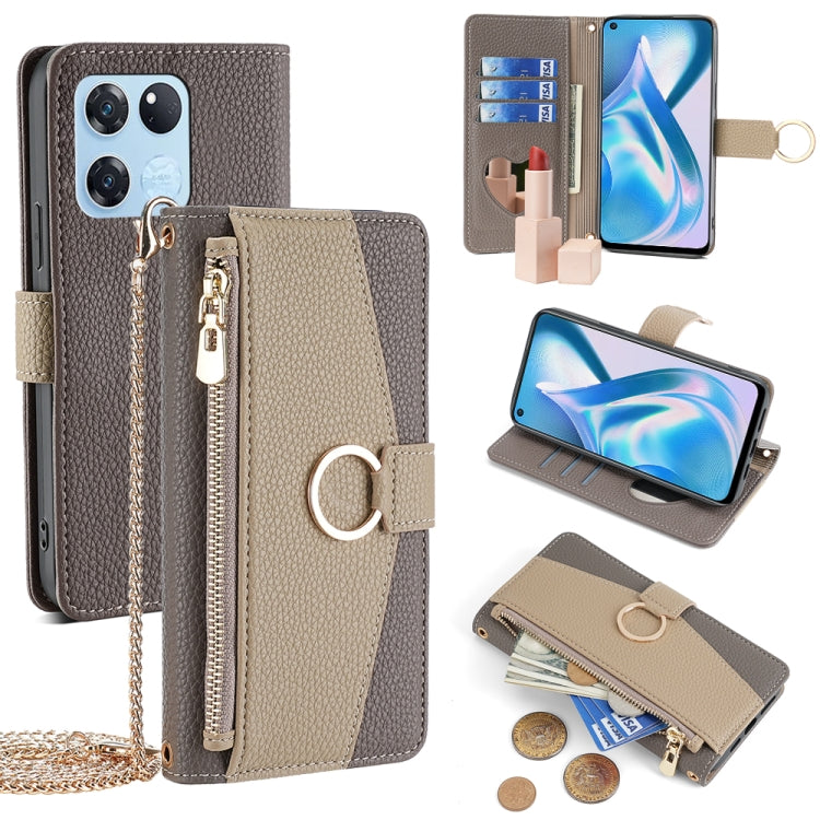 For OnePlus Ace Racing Crossbody Litchi Texture Leather Phone Case(Grey) - OnePlus Cases by PMC TechLife | Online Shopping South Africa | PMC TechLife | Buy Now Pay Later Mobicred