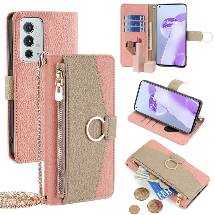 For OnePlus 9RT 5G Crossbody Litchi Texture Leather Phone Case(Pink) - OnePlus Cases by PMC TechLife | Online Shopping South Africa | PMC TechLife | Buy Now Pay Later Mobicred