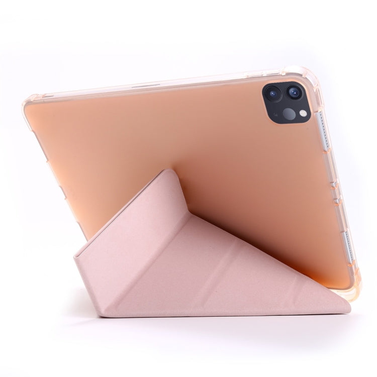 For iPad Air 13 2024 / Pro 12.9 2022 / 2021 Multi-folding TPU Leather Tablet Case with Holder & Pen Slot(Gold) - iPad Pro 12.9 (2018) Cases by PMC TechLife | Online Shopping South Africa | PMC TechLife | Buy Now Pay Later Mobicred