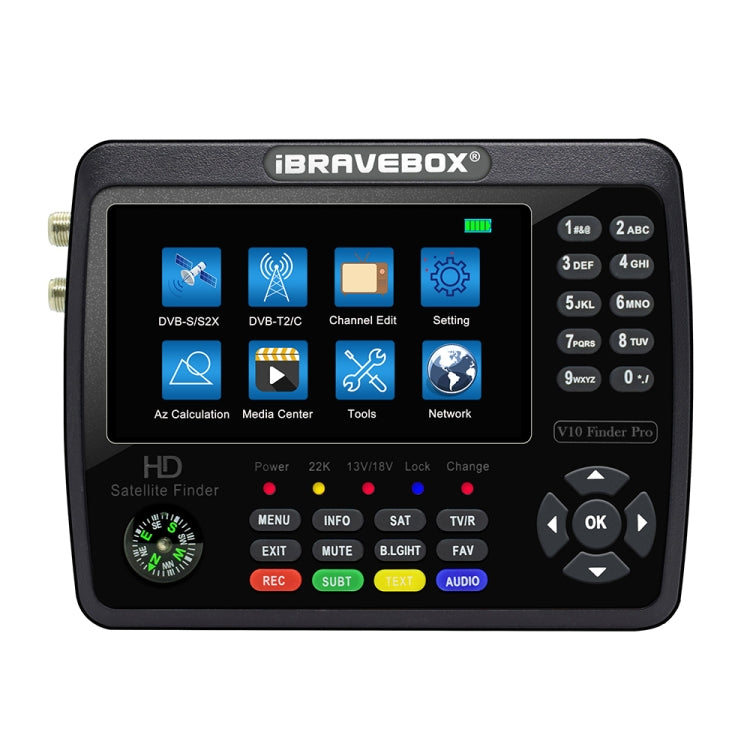 iBRAVEBOX V10 Finder Pro 4.3 inch Display Digital Satellite Meter Signal Finder, Support DVB-S/S2/S2X/T/T2/C, Plug Type:UK Plug(Black) - Satellite Finder by PMC TechLife | Online Shopping South Africa | PMC TechLife | Buy Now Pay Later Mobicred