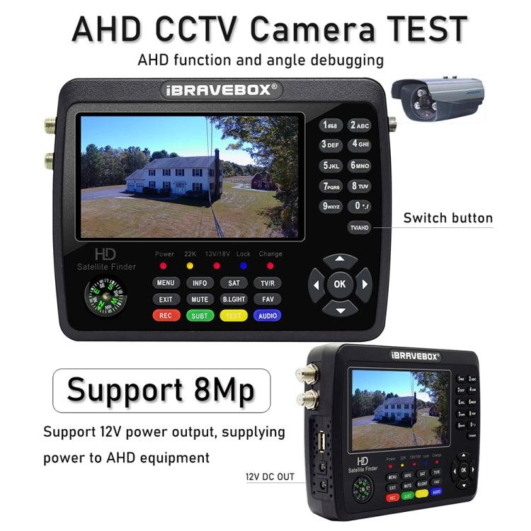 iBRAVEBOX V10 Finder Pro+ 4.3 inch Display Digital Satellite Meter Signal Finder, Support DVB-S/S2/S2X/T/T2/C AHD, Plug Type:US Plug(Black) - Satellite Finder by PMC TechLife | Online Shopping South Africa | PMC TechLife | Buy Now Pay Later Mobicred