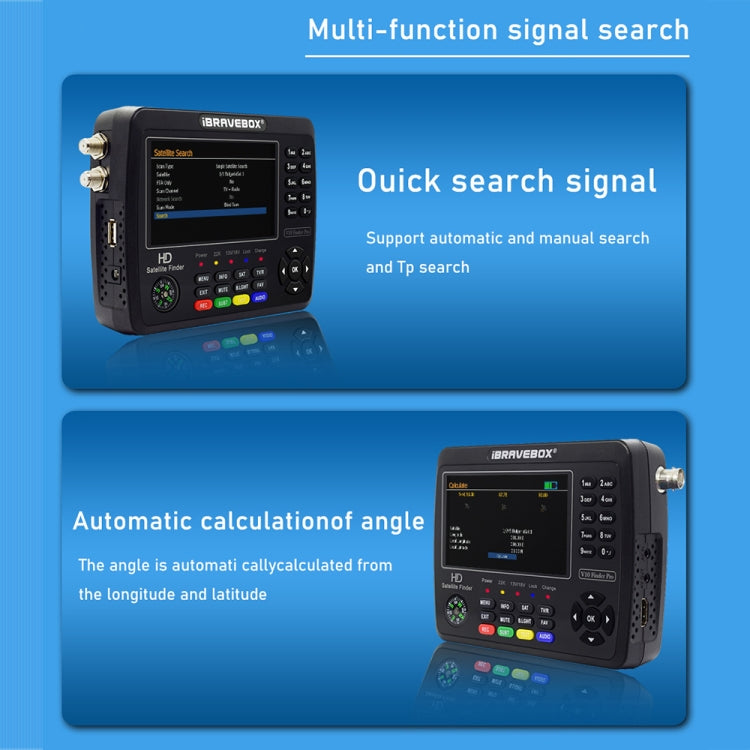iBRAVEBOX V10 Finder Pro+ 4.3 inch Display Digital Satellite Meter Signal Finder, Support DVB-S/S2/S2X/T/T2/C AHD, Plug Type:US Plug(Black) - Satellite Finder by PMC TechLife | Online Shopping South Africa | PMC TechLife | Buy Now Pay Later Mobicred