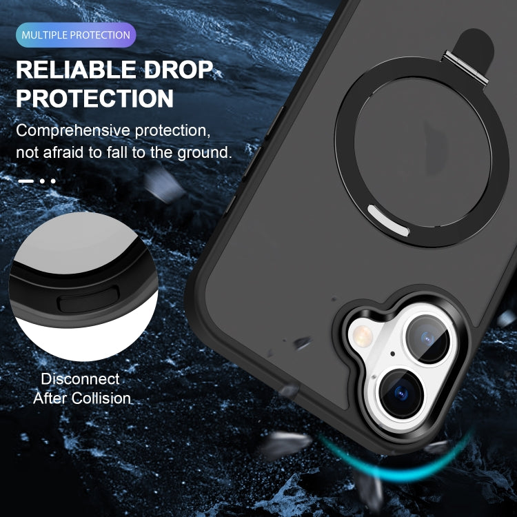 For iPhone 16 MagSafe Holder Skin-feel PC Hybrid TPU Phone Case(Black) - iPhone 16 Cases by PMC TechLife | Online Shopping South Africa | PMC TechLife | Buy Now Pay Later Mobicred