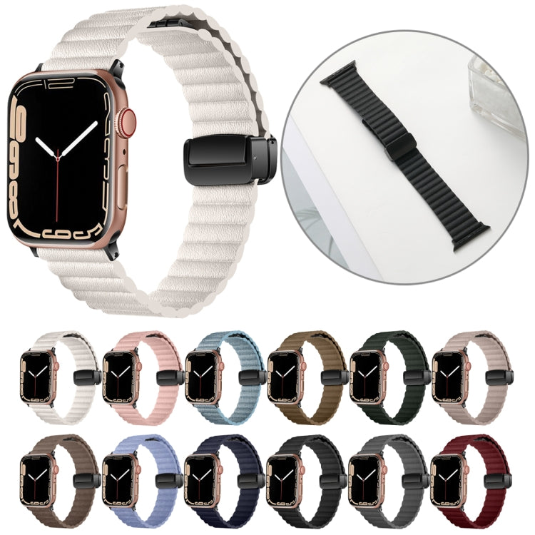 For Apple Watch SE 2023 44mm Water Ripple Magnetic Folding Buckle Watch Band, Style: Bold Version(Light Brown) - Watch Bands by PMC TechLife | Online Shopping South Africa | PMC TechLife | Buy Now Pay Later Mobicred