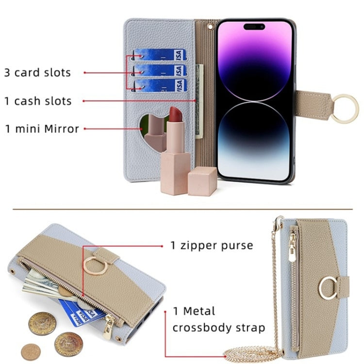 For Asus Zenfone 8 ZS590KS Crossbody Litchi Texture Leather Phone Case(Blue) - ASUS Cases by PMC TechLife | Online Shopping South Africa | PMC TechLife | Buy Now Pay Later Mobicred