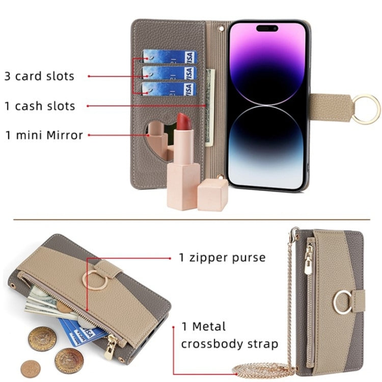 For Asus Zenfone 8 ZS590KS Crossbody Litchi Texture Leather Phone Case(Grey) - ASUS Cases by PMC TechLife | Online Shopping South Africa | PMC TechLife | Buy Now Pay Later Mobicred