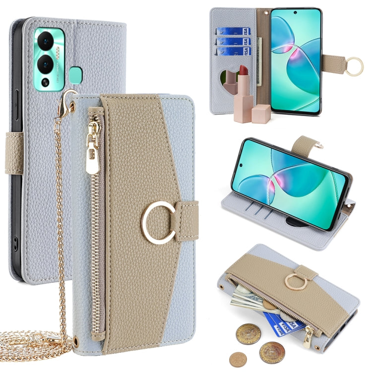 For Infinix Hot 12 Play Crossbody Litchi Texture Leather Phone Case(Blue) - Infinix Cases by PMC TechLife | Online Shopping South Africa | PMC TechLife | Buy Now Pay Later Mobicred