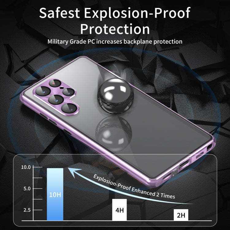 For Samsung Galaxy S24 Ultra 5G HD Full Cover Magnetic Metal Tempered Glass Phone Case(Purple) - Galaxy S24 Ultra 5G Cases by PMC TechLife | Online Shopping South Africa | PMC TechLife