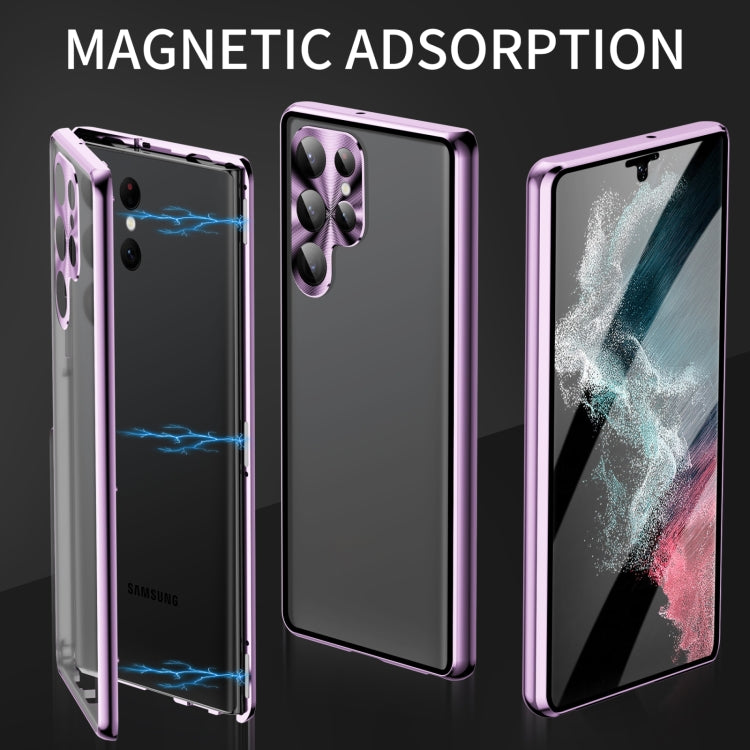 For Samsung Galaxy S25 Ultra 5G HD Full Cover Magnetic Metal Tempered Glass Phone Case(Purple) - Galaxy S25 Ultra 5G Cases by PMC TechLife | Online Shopping South Africa | PMC TechLife | Buy Now Pay Later Mobicred