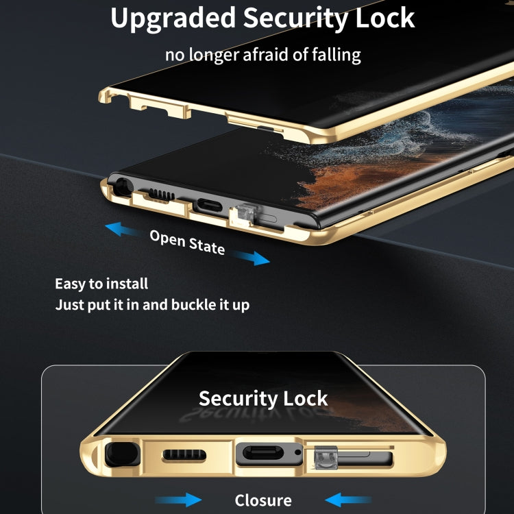 For Samsung Galaxy S24+ 5G Privacy Full Cover Magnetic Metal Tempered Glass Phone Case(Black) - free shipping - PMC Jewellery - Order now!