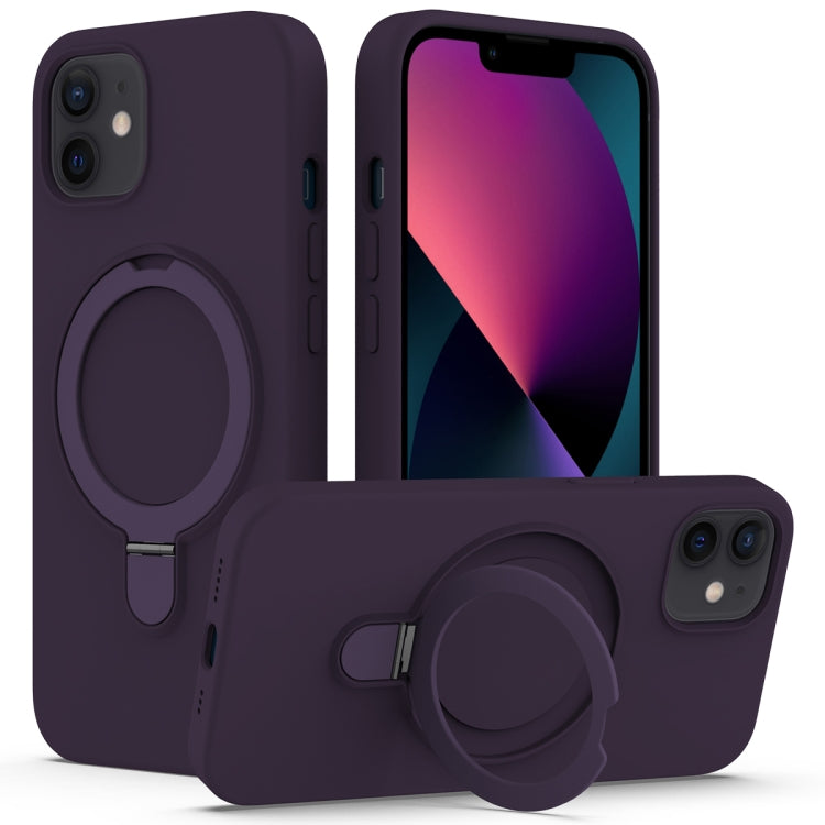 For iPhone 12 MagSafe Magnetic Liquid Silicone Phone Case with Ring Holder(Purple) - iPhone 12 / 12 Pro Cases by PMC TechLife | Online Shopping South Africa | PMC TechLife