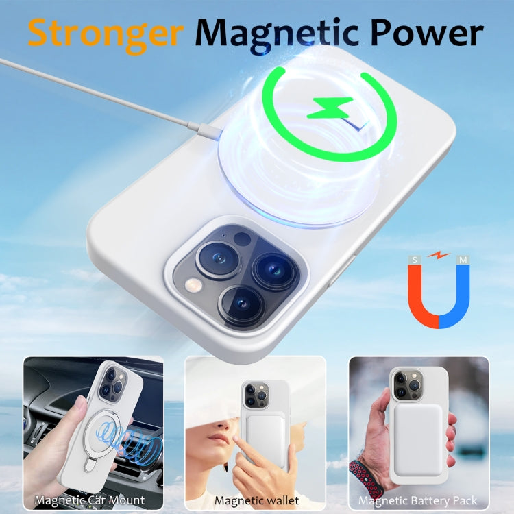 For iPhone 14 Pro Max Liquid Silicone MagSafe Magnetic Phone Case with Ring Holder(White) - free shipping - PMC TechLife - Order now!