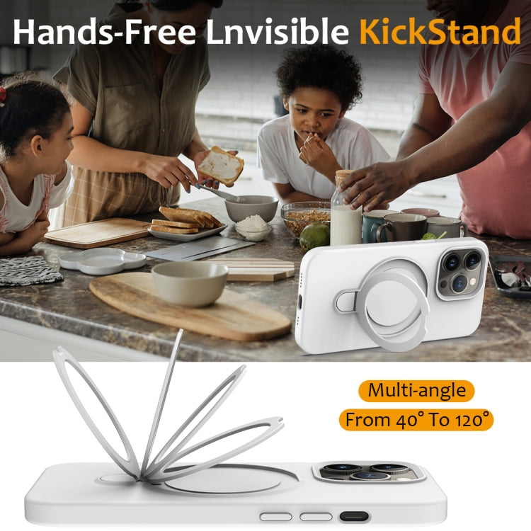 For iPhone 14 Pro Max Liquid Silicone MagSafe Magnetic Phone Case with Ring Holder(White) - free shipping - PMC TechLife - Order now!