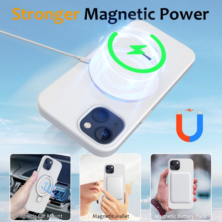 For iPhone 15 MagSafe Magnetic Liquid Silicone Phone Case with Ring Holder(White) - iPhone 15 Cases by PMC TechLife | Online Shopping South Africa | PMC TechLife