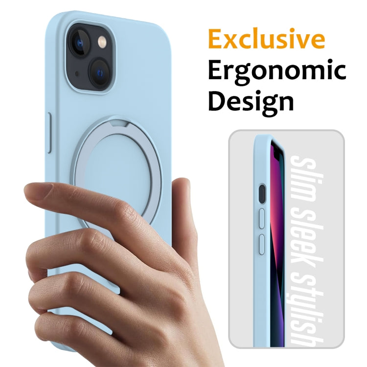 For iPhone 15 Plus MagSafe Magnetic Liquid Silicone Phone Case with Ring Holder(Sky Blue) - iPhone 15 Plus Cases by PMC TechLife | Online Shopping South Africa | PMC TechLife