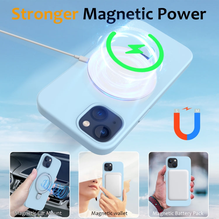 For iPhone 15 Plus MagSafe Magnetic Liquid Silicone Phone Case with Ring Holder(Sky Blue) - iPhone 15 Plus Cases by PMC TechLife | Online Shopping South Africa | PMC TechLife