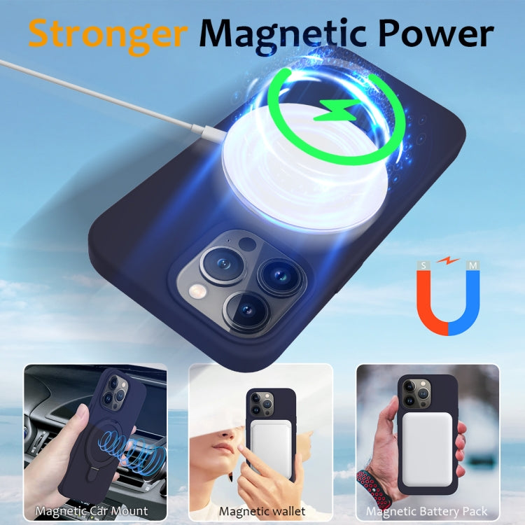 For iPhone 15 Pro MagSafe Magnetic Liquid Silicone Phone Case with Ring Holder(Midnight Blue) - iPhone 15 Pro Cases by PMC TechLife | Online Shopping South Africa | PMC TechLife