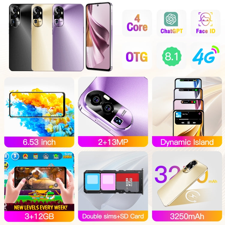 Reno10Pro+ / U22, 3GB+32GB, 6.53 inch Screen, Face Identification, Android 8.1 MTK6737 Quad Core, Network: 4G, OTG, Dual SIM(Black) -  by PMC TechLife | Online Shopping South Africa | PMC TechLife