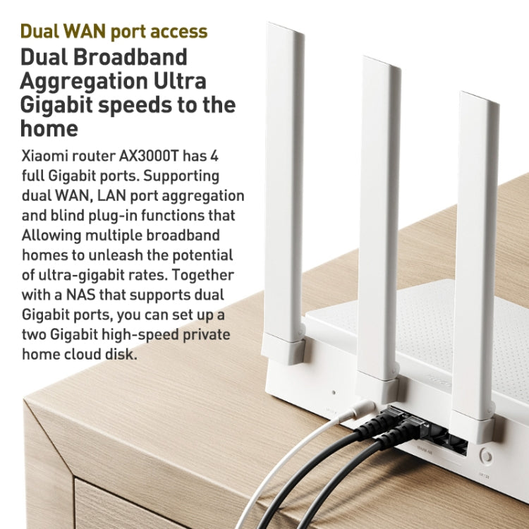 Original Xiaomi AX3000T 2.4GHz/5GHz Dual-band 1.3GHz CPU Router Supports NFC Connection, US Plug(White) - Wireless Routers by Xiaomi | Online Shopping South Africa | PMC TechLife | Buy Now Pay Later Mobicred