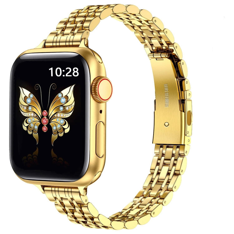 For Apple Watch Ultra 2 49mm Slim Seven Bead Slingshot Buckle Metal Watch Band(Gold) - free shipping - PMC TechLife - Order now!