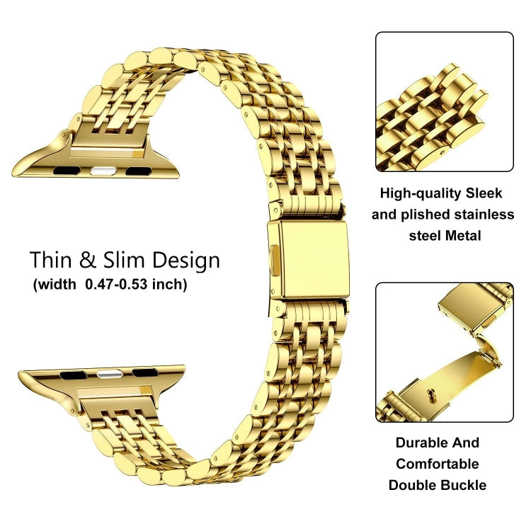 For Apple Watch Ultra 2 49mm Slim Seven Bead Slingshot Buckle Metal Watch Band(Gold) - free shipping - PMC TechLife - Order now!