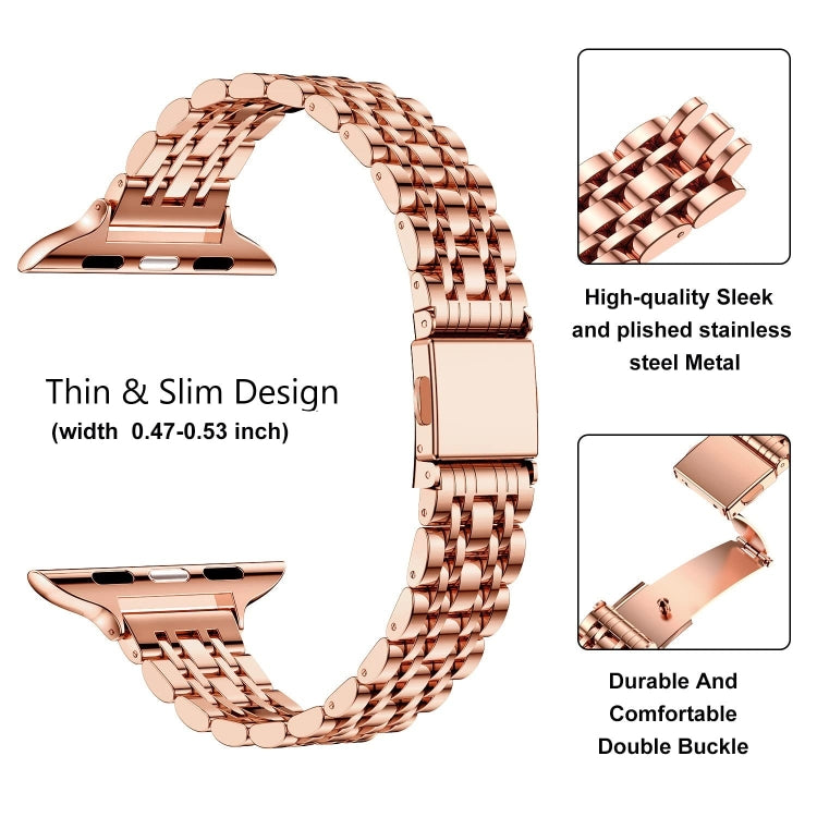 For Apple Watch Ultra 2 49mm Slim Seven Bead Slingshot Buckle Metal Watch Band(Rose Gold) - free shipping - PMC TechLife - Order now!