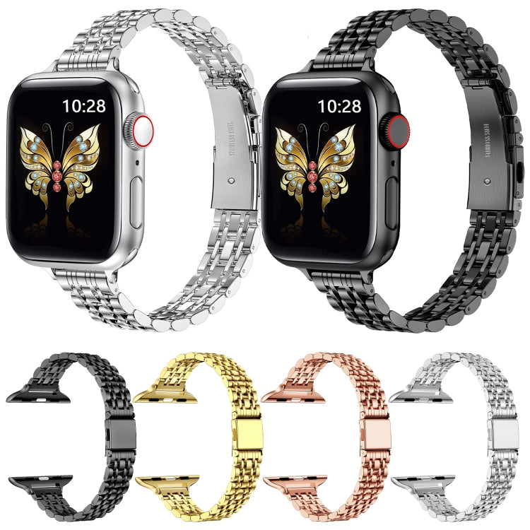 For Apple Watch Ultra 2 49mm Slim Seven Bead Slingshot Buckle Metal Watch Band(Rose Gold) - free shipping - PMC TechLife - Order now!