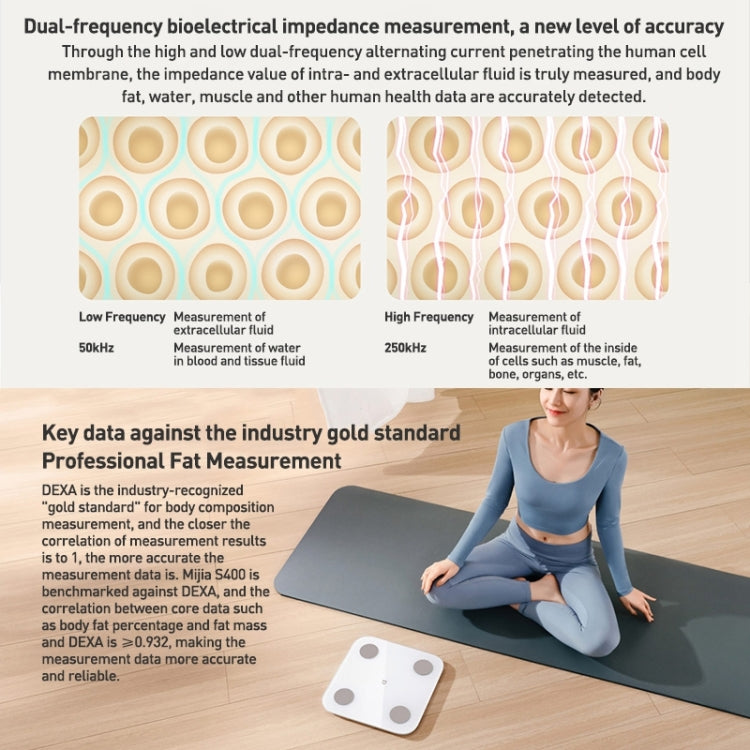 Original Xiaomi Mijia Smart Home Body Fat Scale S400 BT5.0 LED Display Dual Frequency Measurement(White) - free shipping - PMC TechLife - Order now!